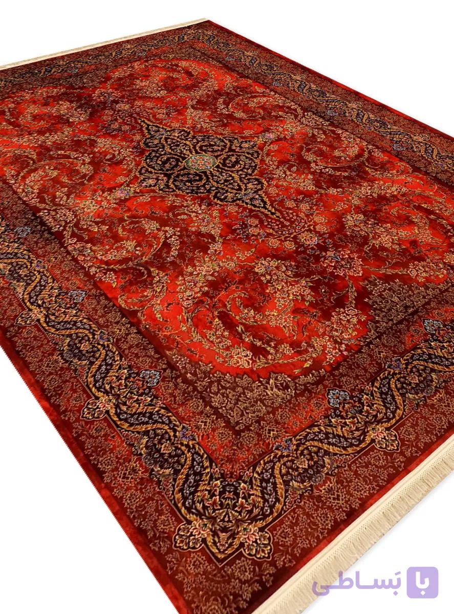 فرش تندیس طرح گل خوشه رنگ قرمز 1500 شانه کد 1134 — تصویر 1