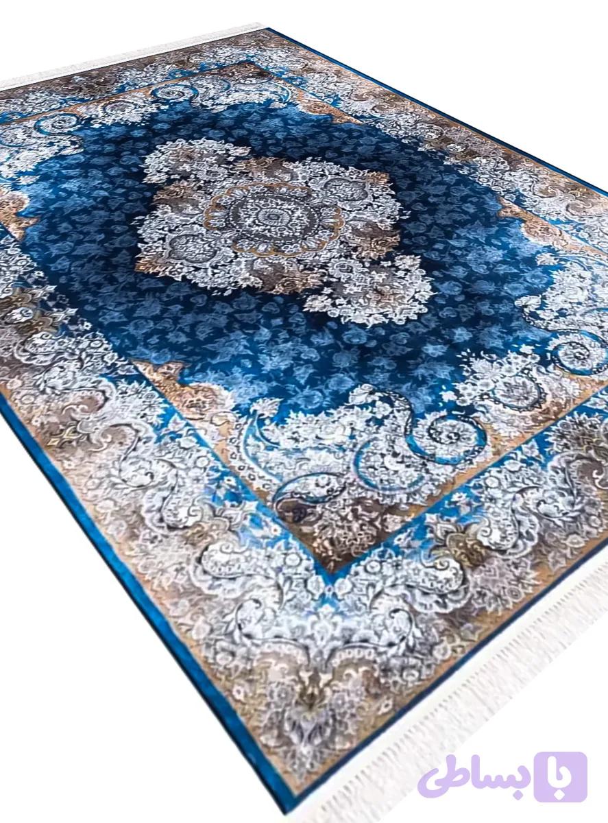 فرش کلاریس طرح ویزا رنگ آبی 1200 شانه کد 2555007040 — تصویر 1