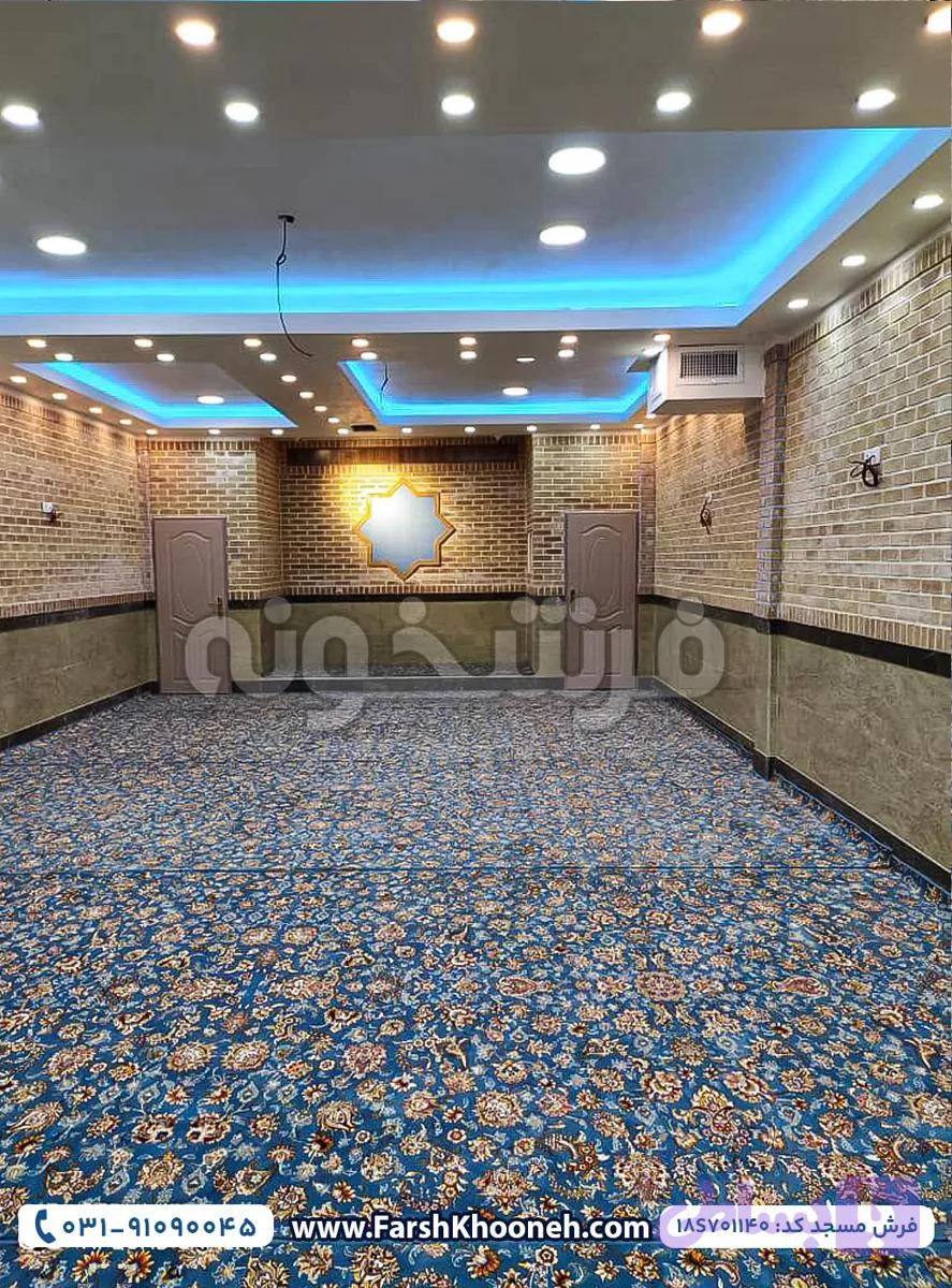فرش سجاده ای تشریفاتی طرح افشان زمینه آبی کد 18S701140 — تصویر 1