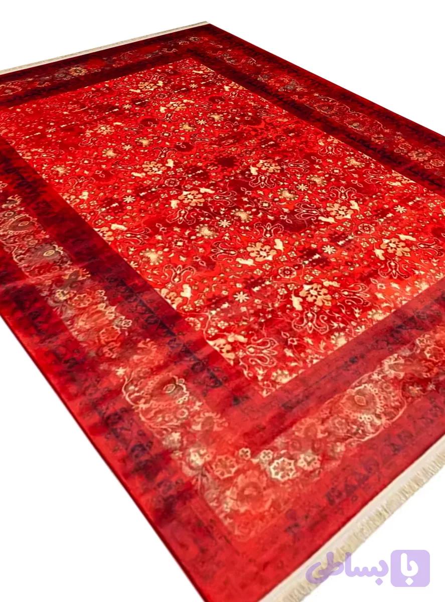 گبه ماشینی طرح ترکمن گلدار 1000 شانه رنگ لاکی کد 900452 — تصویر 1