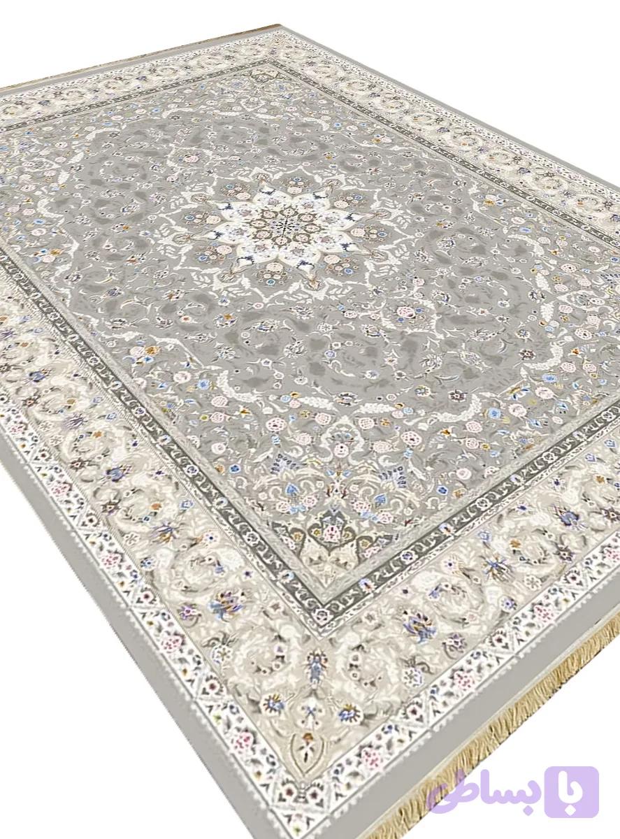 فرشینه طرح فرش ترنج دار رنگ طوسی کد Y1557 — تصویر 1
