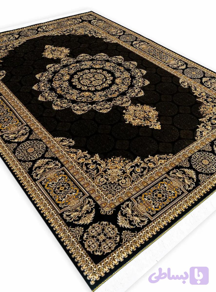 فرش ابریشم طرح درسا رنگ سرمه ای 1700 شانه تراکم 5100 کد Q126 — تصویر 1