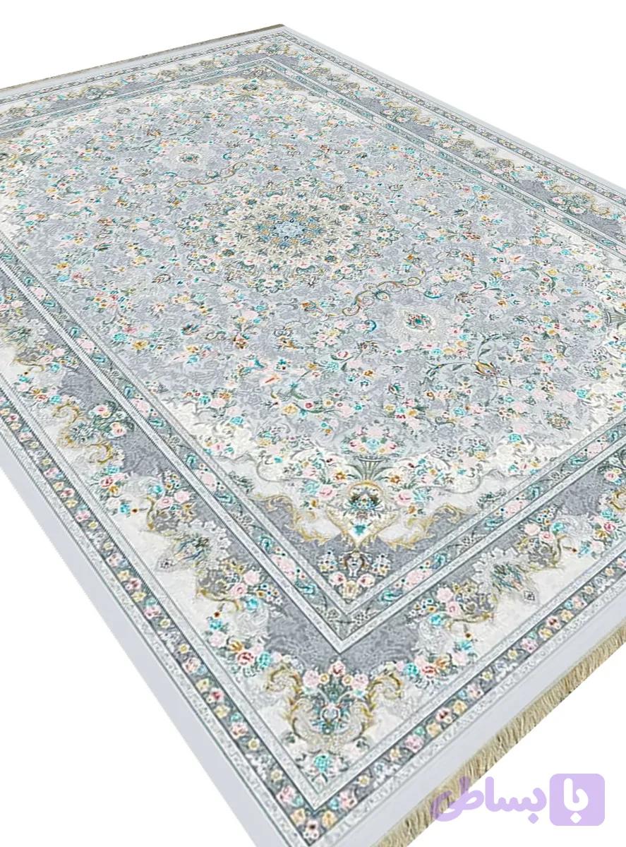 فرشینه طرح فرش ترنج دار رنگ نقره ای کد Y1206 — تصویر 1