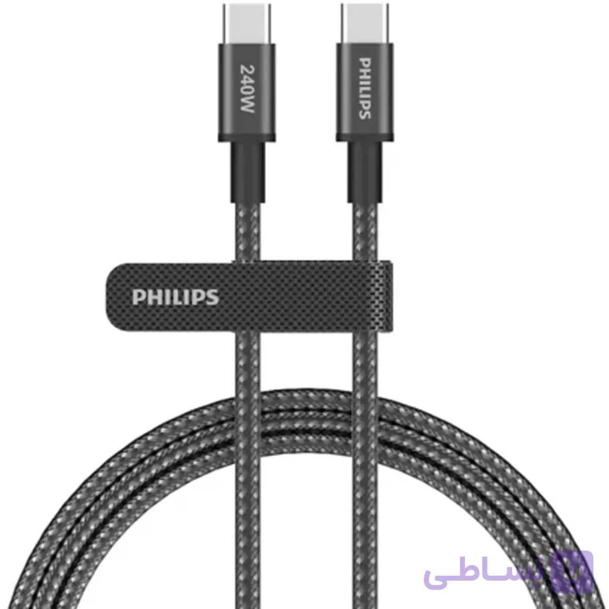 کابل تایپ سی 240 وات فیلیپس Philips مدل DLC7060C کارپلی با طول 2 متر — تصویر 1