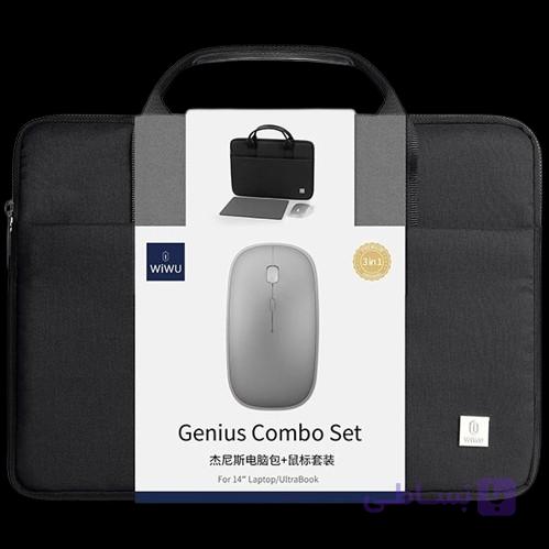 کيف لپ تاپ به همراه ماوس و ماوس پد 14″ مدل WIWU Genius Combo Set Laptop Handbag and mouse