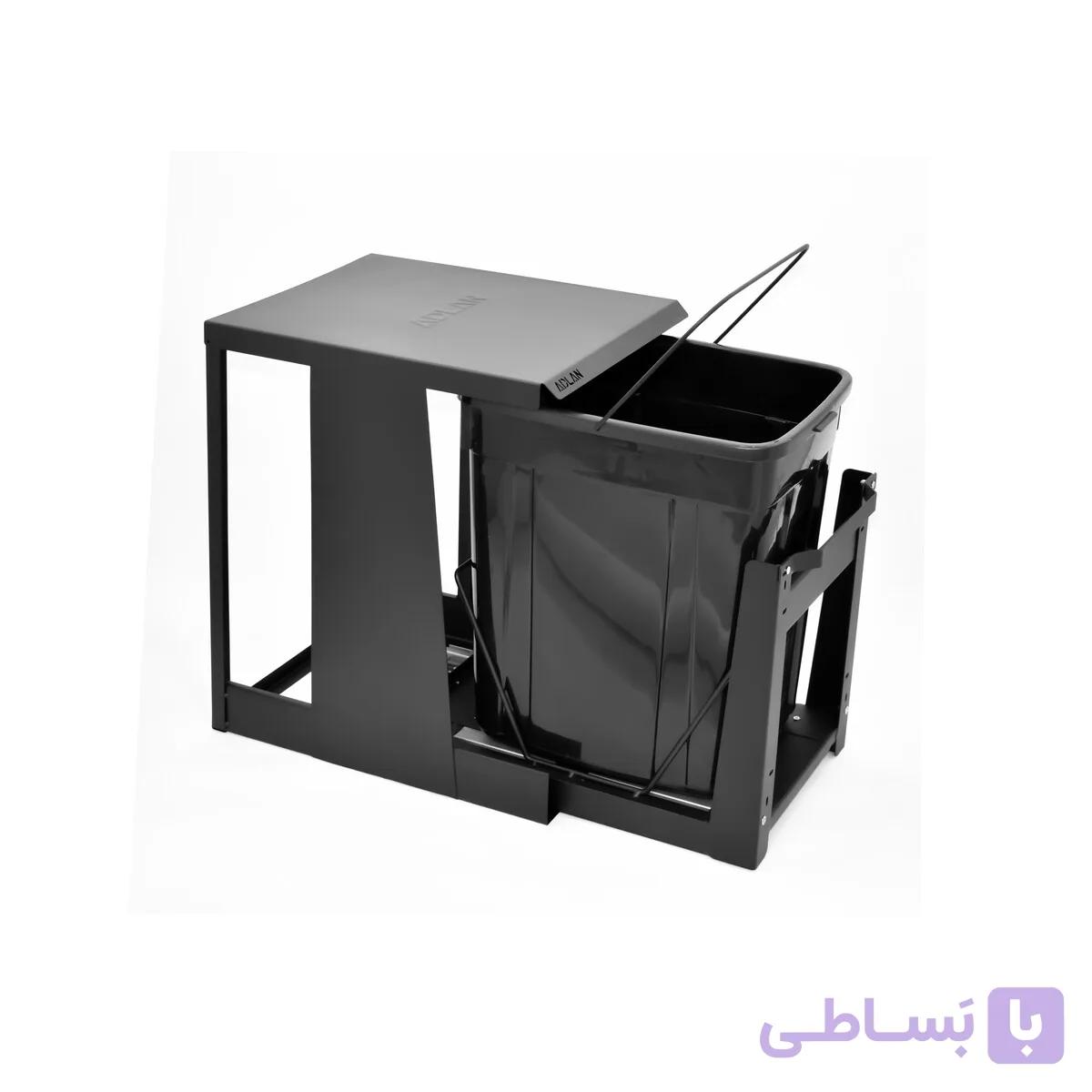 سطل زباله بزرگ مشکی ریل کف تاندم تک مخزنه (36 لیتری) – زانکو — تصویر 1