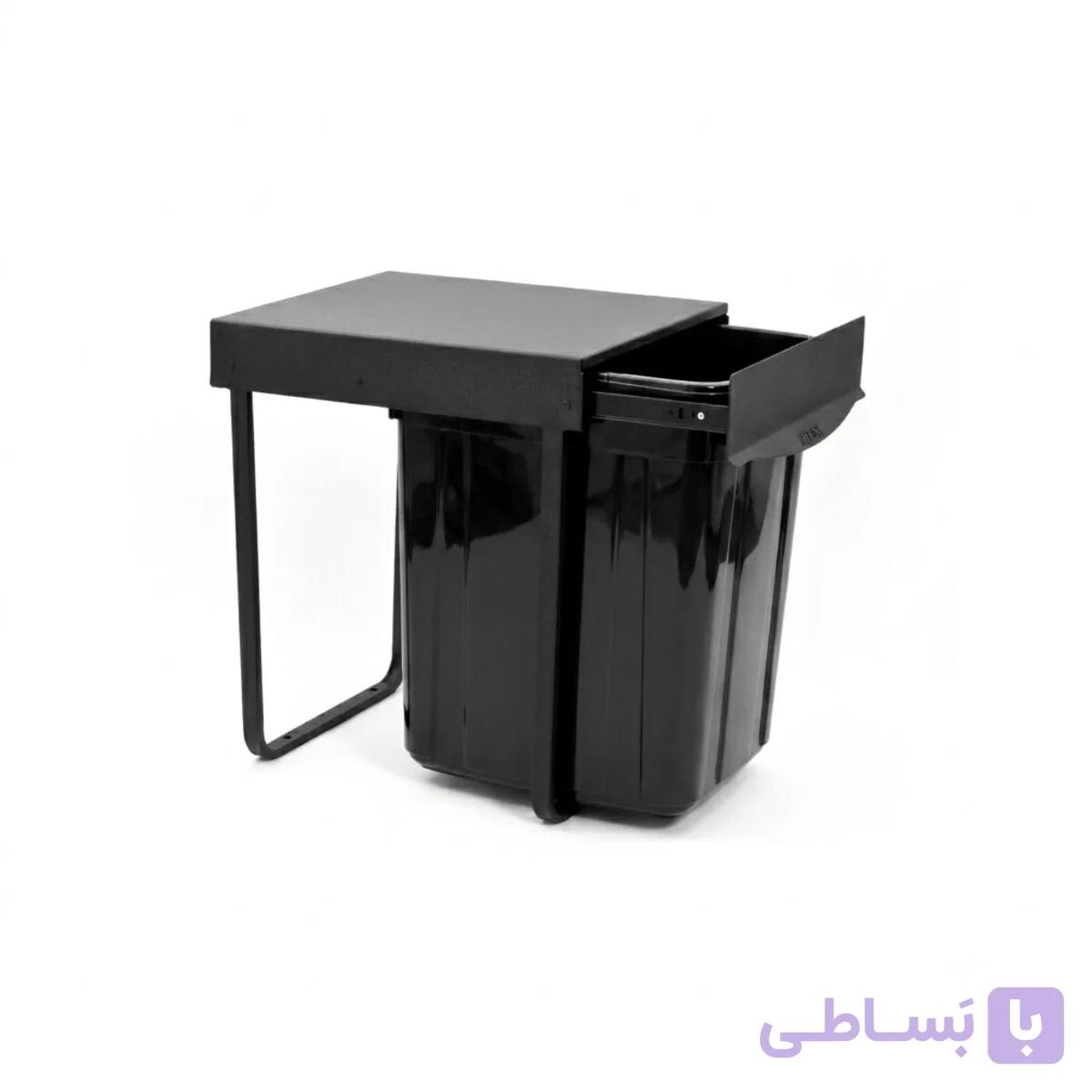 سطل زباله مشکی بزرگ تک مخزنه ریلی (36 لیتری) – هومان — تصویر 1