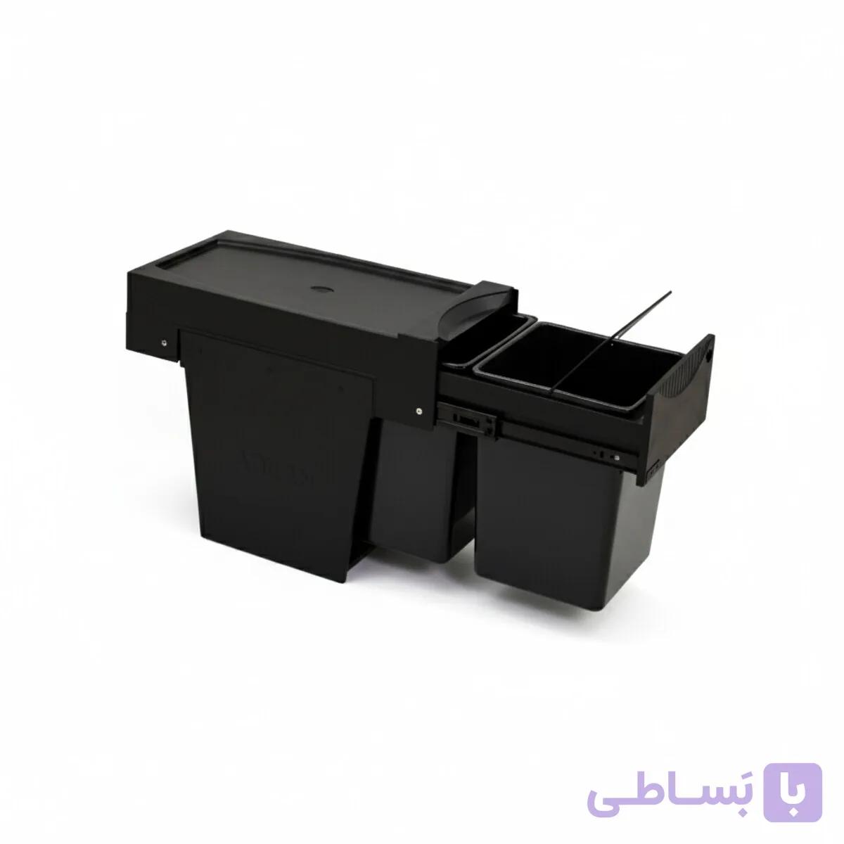 سطل زباله مشکی دومخزنه ریلی (24 لیتری) – هایلو — تصویر 1