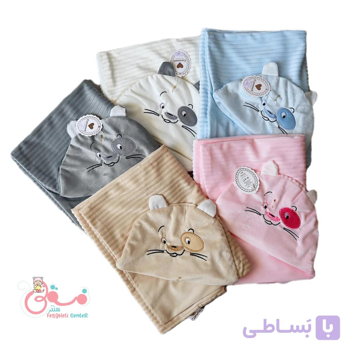 پتو دورپیچ نوزادی مخمل طرح گربه — تصویر 1