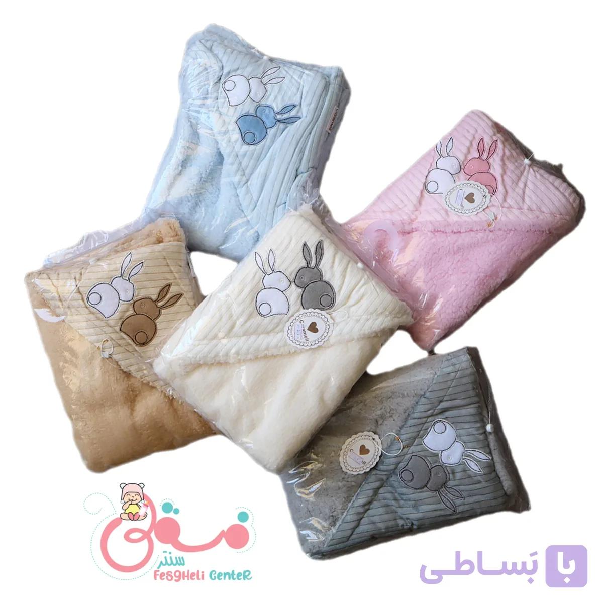 پتو دورپیچ نوزادی مخمل دو خرگوش — تصویر 1