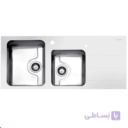 سینک توکار استیل البرز مدل کریستال شیشه ای