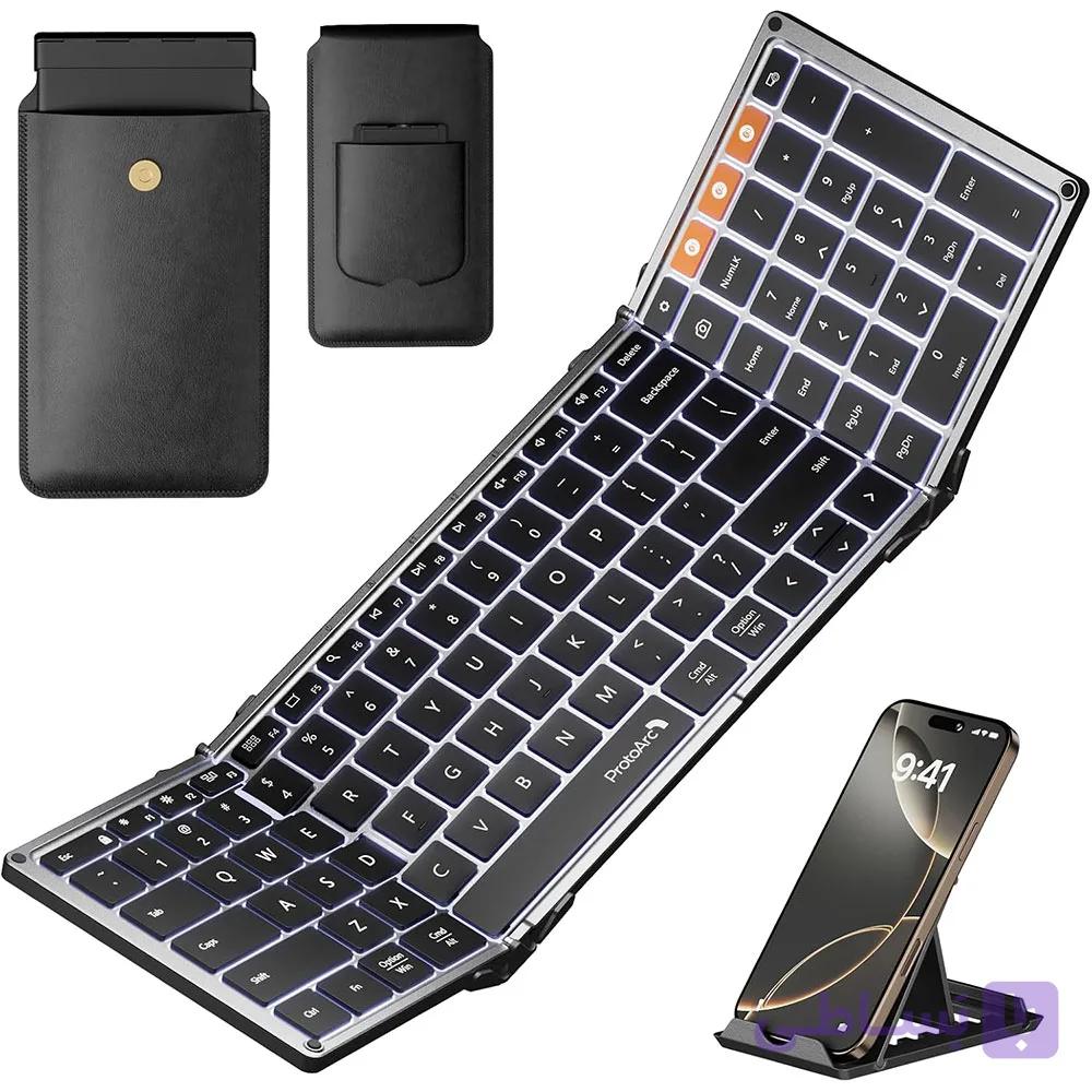 کیبورد تاشو بی‌سیم ProtoArc XK01 Plus | فول‌سایز 105 کلید، بک‌لایت و Bluetooth 5.1 — تصویر 1