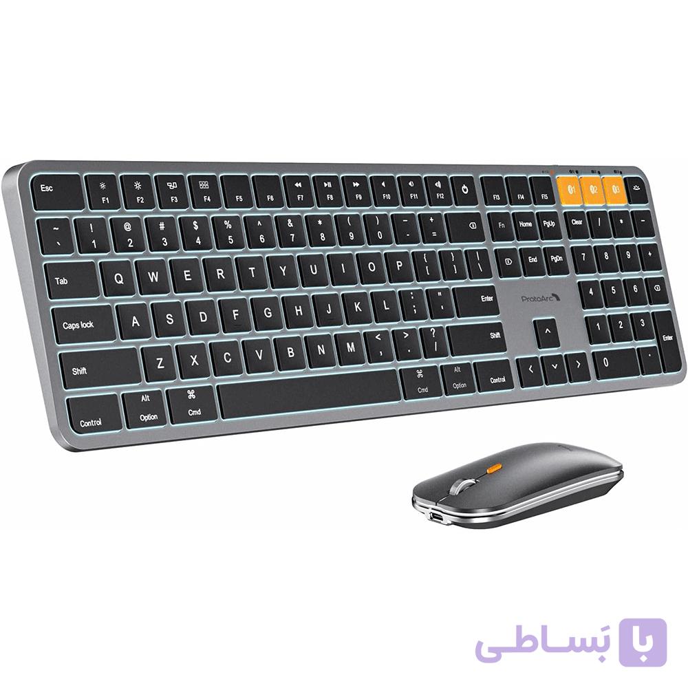 کیبورد و ماوس بی‌سیم ProtoArc KM100-A برای Mac | فول‌سایز، بک‌لایت و شارژی — تصویر 1