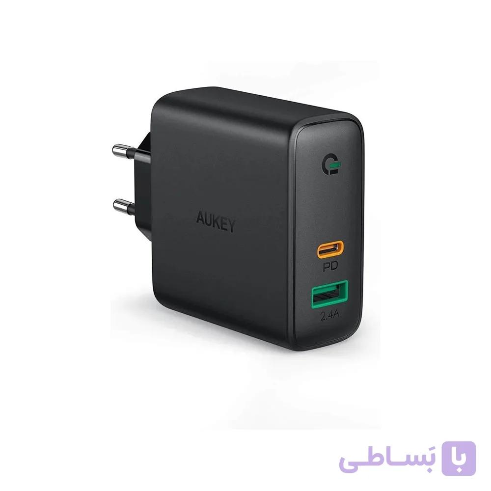 شارژر دیواری دو پورت AUKEY PA-D3 با توان 60 وات | USB-C PD 3.0 و Dynamic Detect — تصویر 1