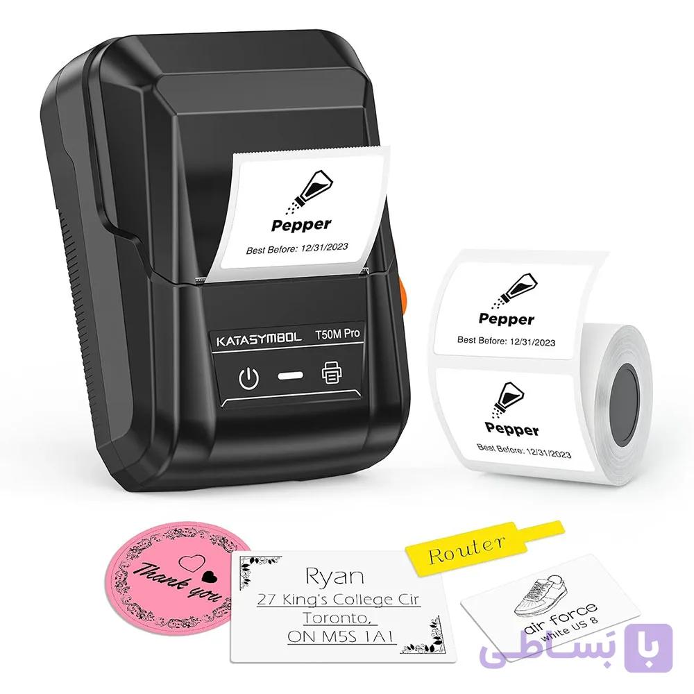 لیبل پرینتر حرارتی بلوتوثی SUPVAN T50M Pro با یک رول لیبل | مشکی — تصویر 1