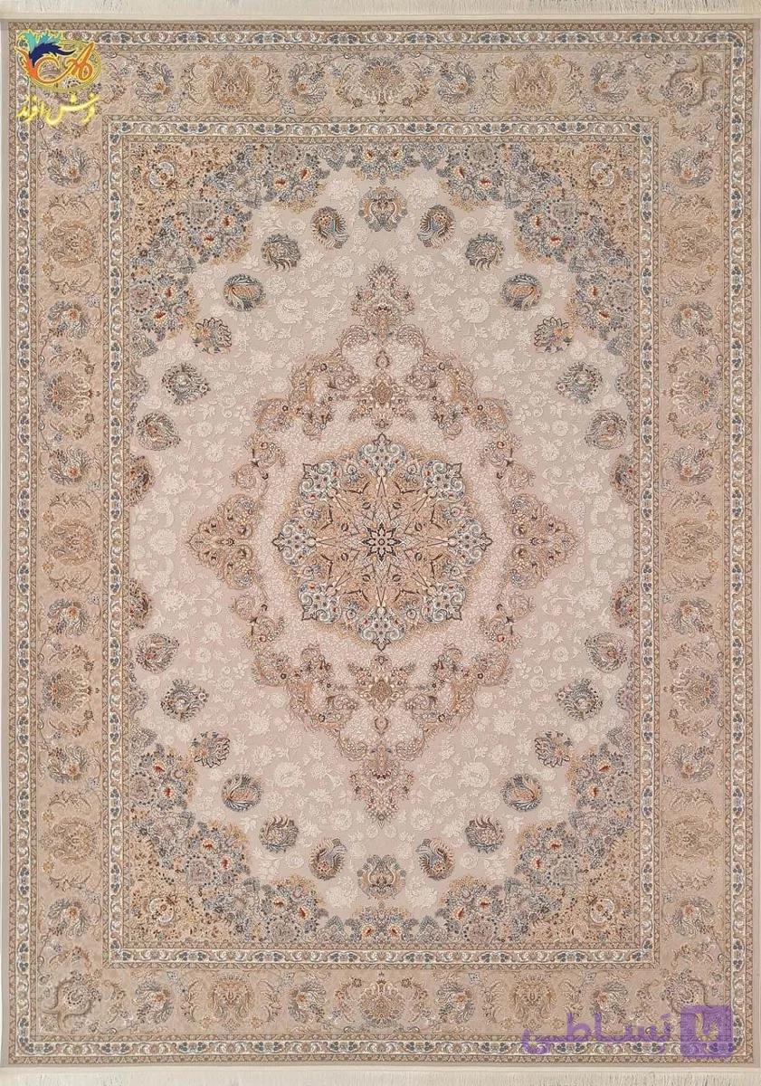 فرش ماشینی افرند 1500 شانه گل برجسته زمینه نقره ای کد 55022 — تصویر 1