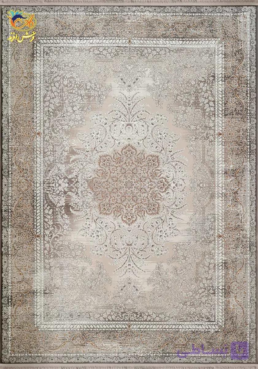 فرش ماشینی افرند 1200 شانه گل برجسته زمینه ذغالی کد 2273 — تصویر 1