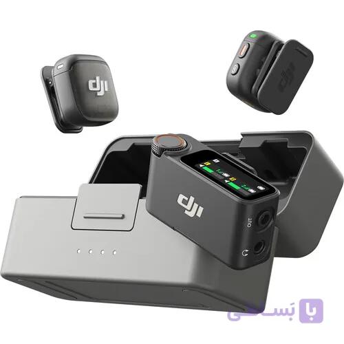 میکروفون بی‌سیم DJI Mic 3 با دو فرستنده، یک گیرنده و کیس شارژ