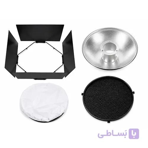 بیوتی دیش 40 سانتی‌متر Beauty Dish 40cm with Barn Door به همراه بارندور، گرید زنبوری و دیفیوزر