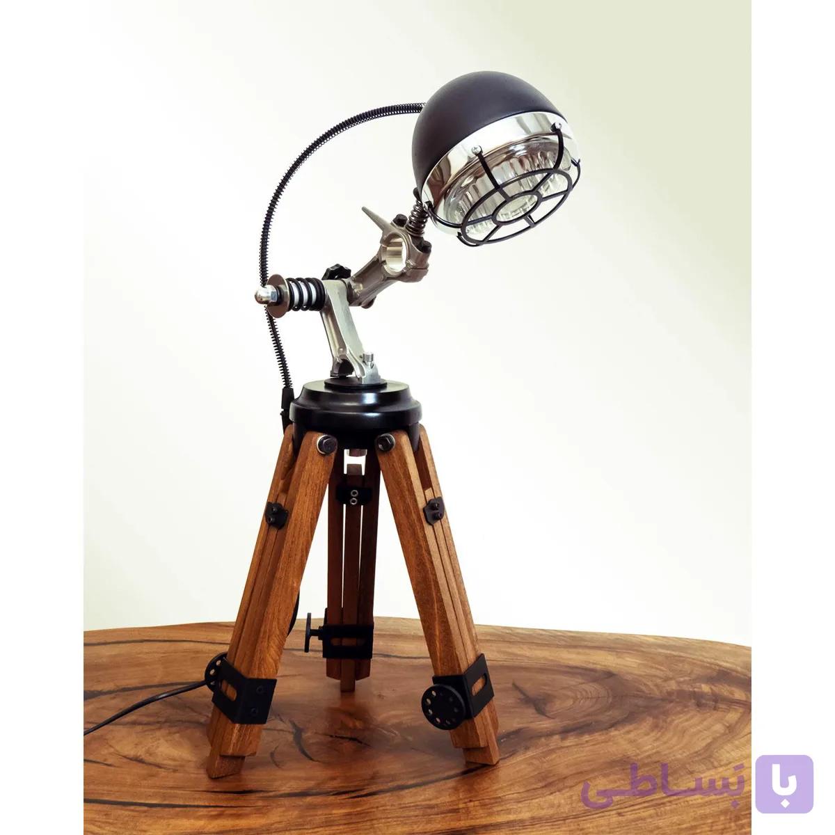 آباژور رومیزی مدرن چوبی مدل روبونوModern Wooden Desk Lamp with Adjustable Height and 360° Rotating Head
