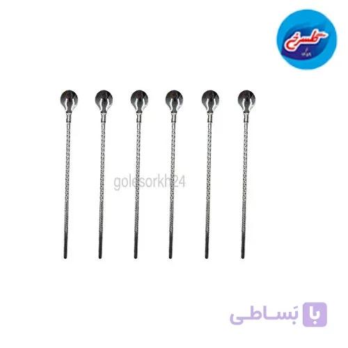 قاشق نی شربت خوری استیل مارپیچ — تصویر 1