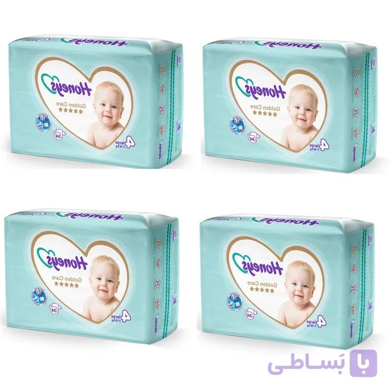 پوشک بچه هانیز مدل دابل سایز ۴ مجموعه ۴ عددی