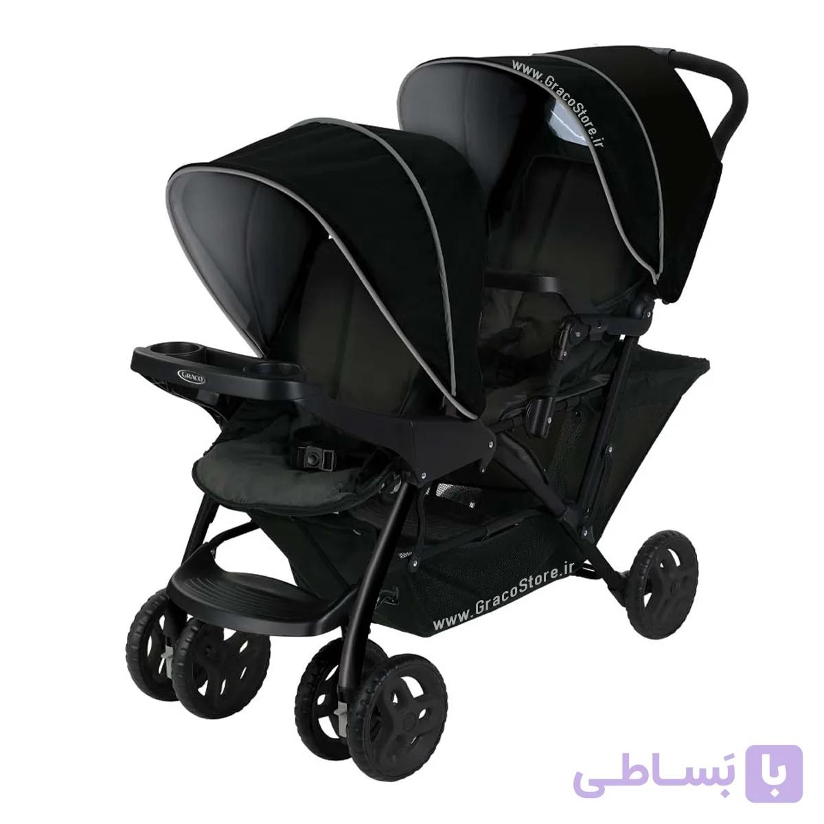 کالسکه دوقلو گراکو مدل Stadium Duo Black Grey — تصویر 1