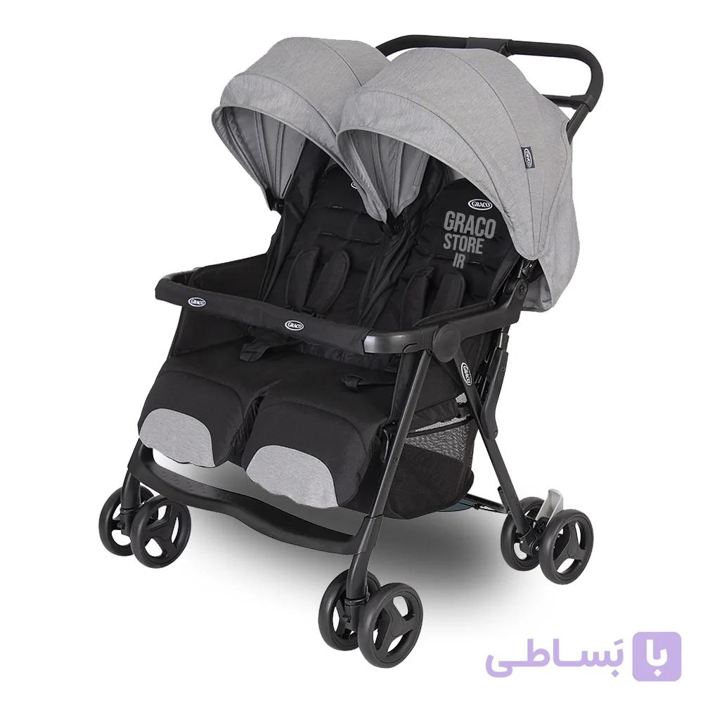کالسکه دوقلو گراکو مدل DuoRider Steeple Gray — تصویر 1