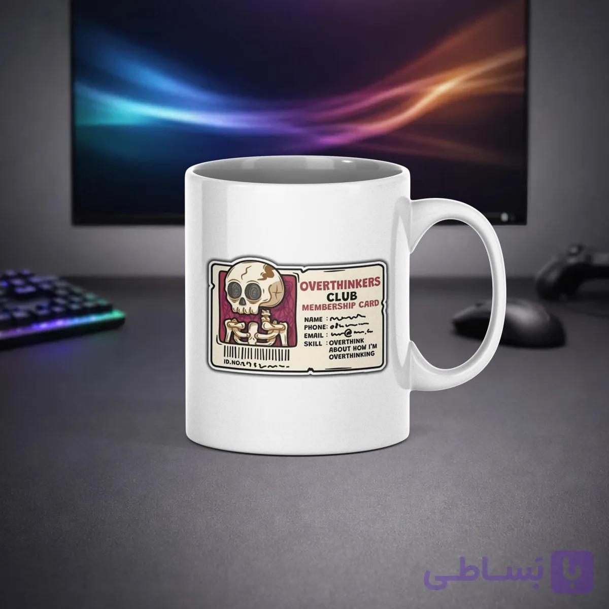 ماگ سرامیکی طرح Overthinkers Club (کارت عضویت بیش‌فکری) — تصویر 1
