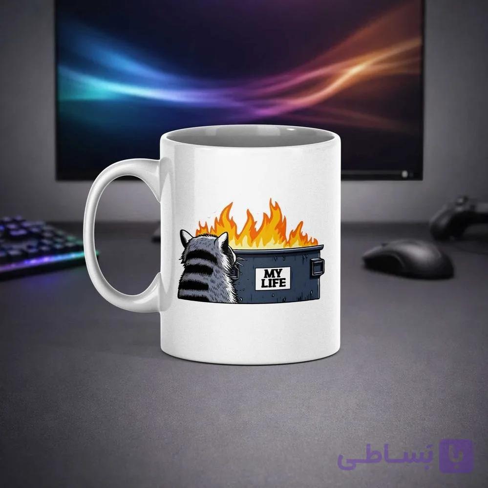 ماگ طرح راکون My Life | لیوان سرامیکی خاص و فانتزی — تصویر 1