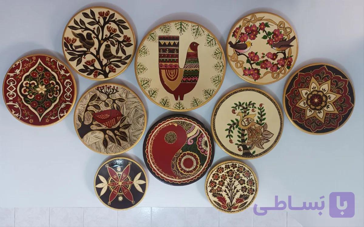 ست بشقاب های دیوارکوب گل و مرغ کد 102561