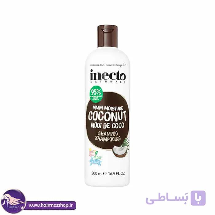 شامپو نارگیل اینکتو Inecto حجم ۵۰۰ میل | نرم‌کننده و آبرسان مو با عصاره نارگیل طبیعی