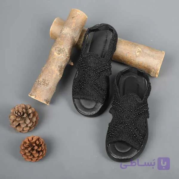 صندل زنانه مشکی نگینی — تصویر 1