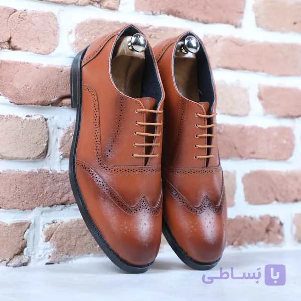 کفش مردانه چرم VCO قهوه ای مدل نیک — تصویر 1