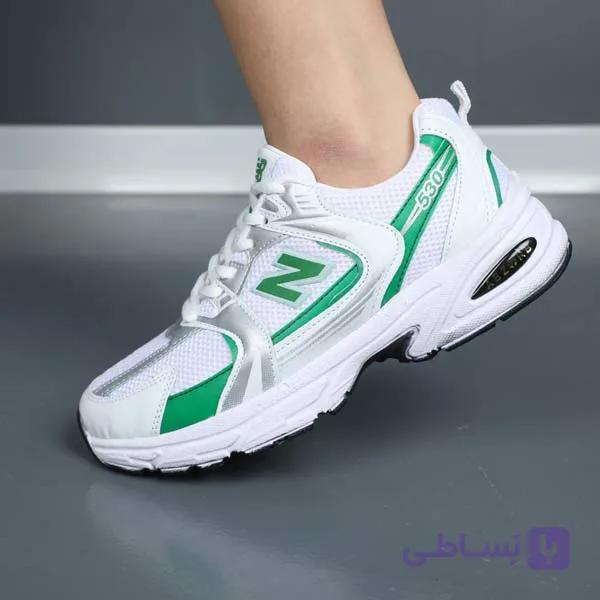 کتونی اسپرت نیوبالانس 530 سفید سبز — تصویر 1