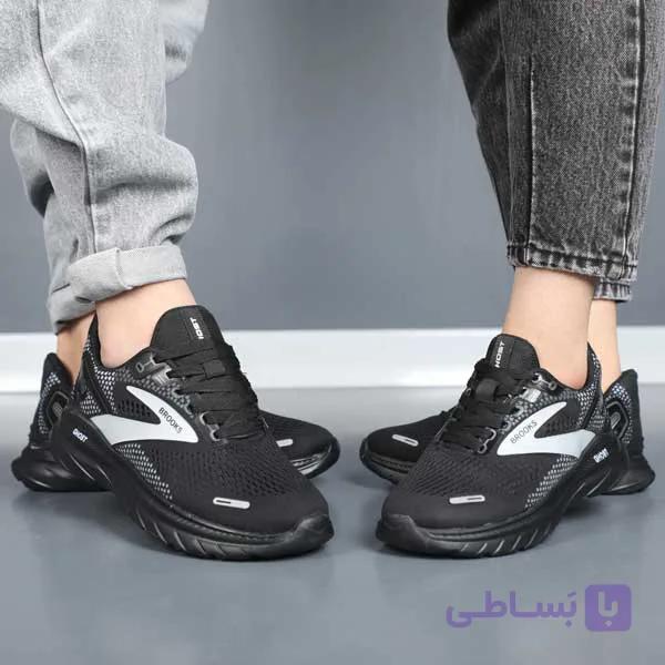 کتونی اسپرت بروکس گوست مشکی طوسی — تصویر 1