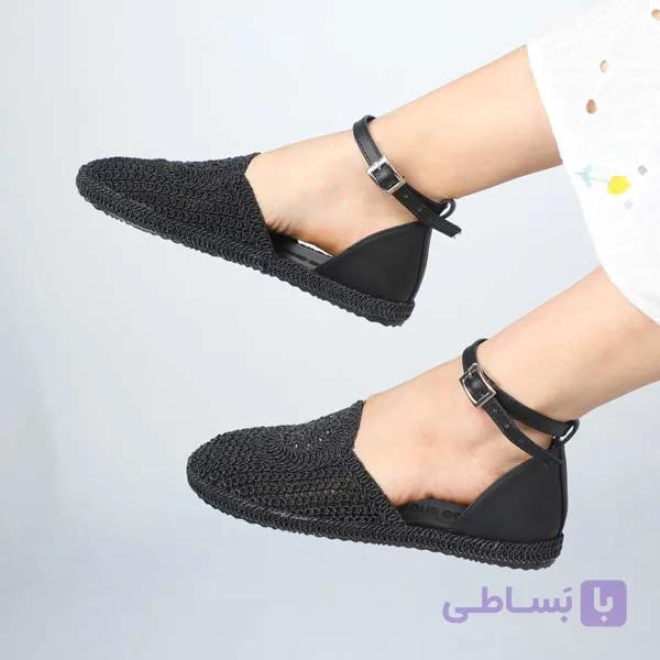 صندل زنانه تابستانی نگین دار مشکی مدل کیانا — تصویر 1