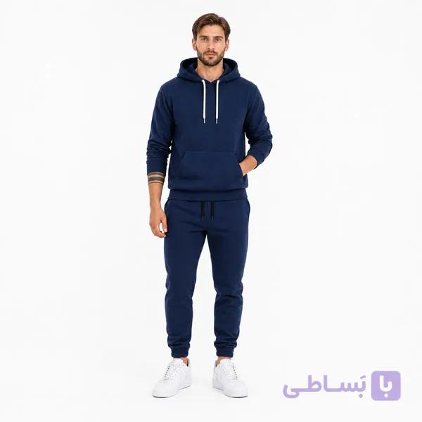 ست هودی و شلوار جاگر قهوه ای ساده — تصویر 1