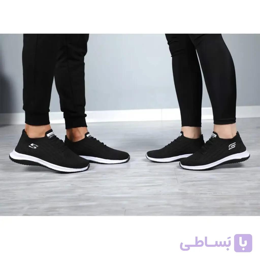 کتونی ست اسکیچرز مشکی سفید بندی — تصویر 1