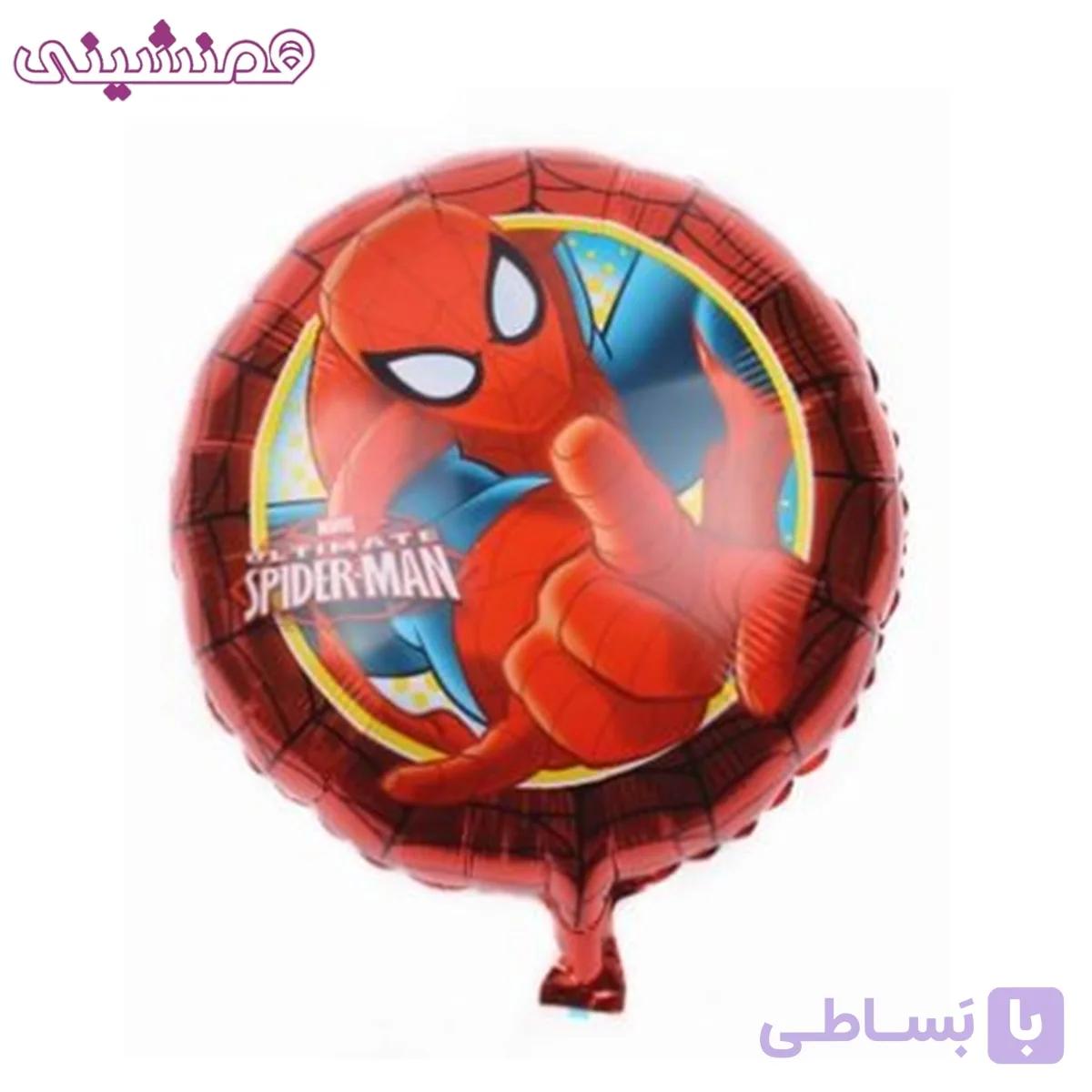 بادکنک فویلی زیبای گرد مرد عنکبوتی طرح زمینه قرمز