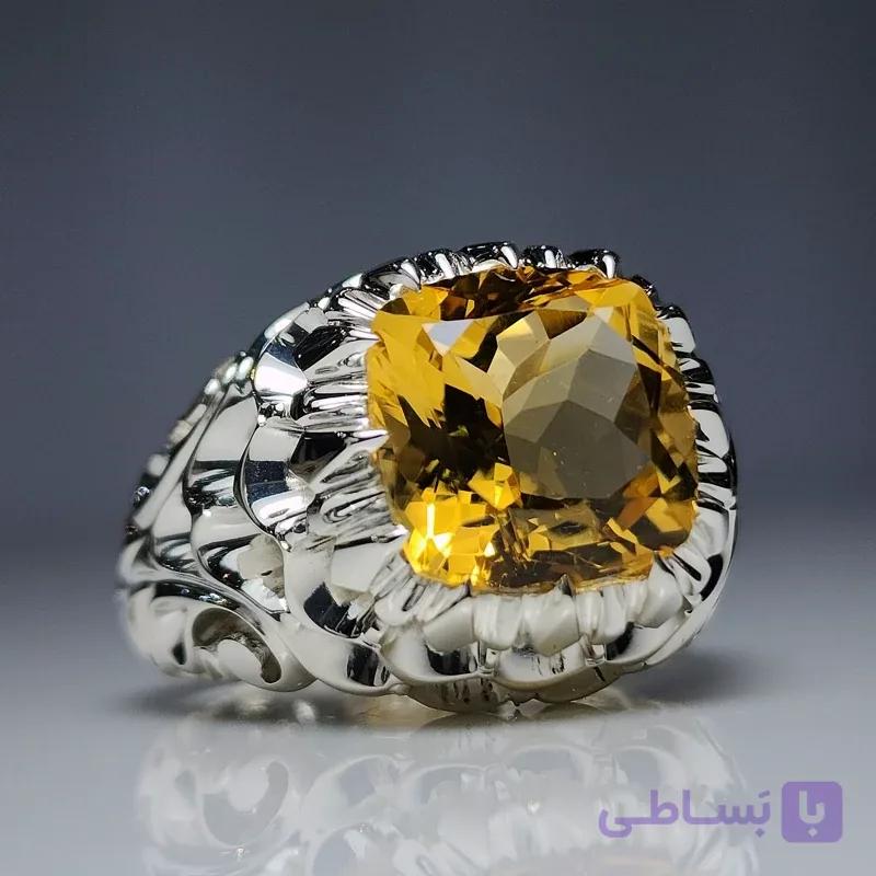 قیمت و خرید انگشتر سیترین طلایی دستساز و فاخر (انگشتر سیترین مردانه) | هدیه تولد | کادو روز مرد | انگشتر لاکچری | اصل — تصویر 1