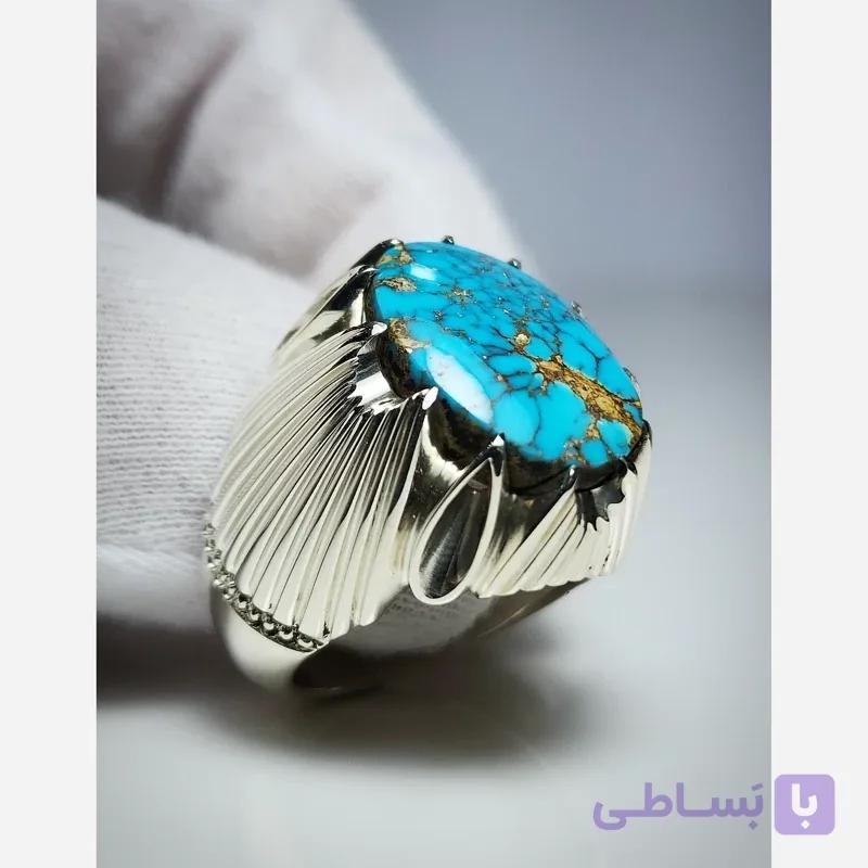 قیمت و خرید انگشتر فیروزه اصل نیشابوری زیبا و فاخر (انگشتر نقره مردانه) | هدیه تولد | کادو روز مرد | انگشتر لاکچری | اصل — تصویر 1