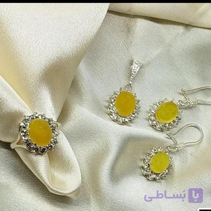 قیمت و خرید نیم ست زنانه مدل سنگ برلیان طرح قلب | هدیه تولد | کادو روز زن | نیم ست جواهری زنانه لاکچری | سرویس نقره | روز مادر — تصویر 1