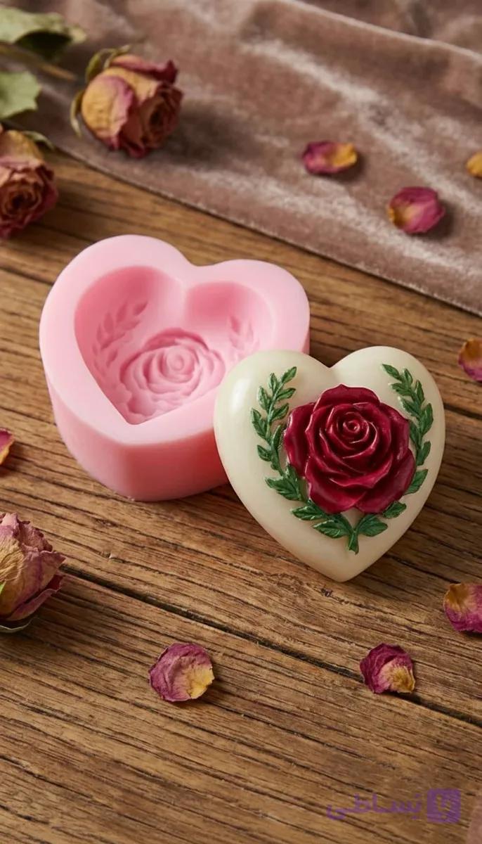 قالب سیلیکونی قلب گل سرخ