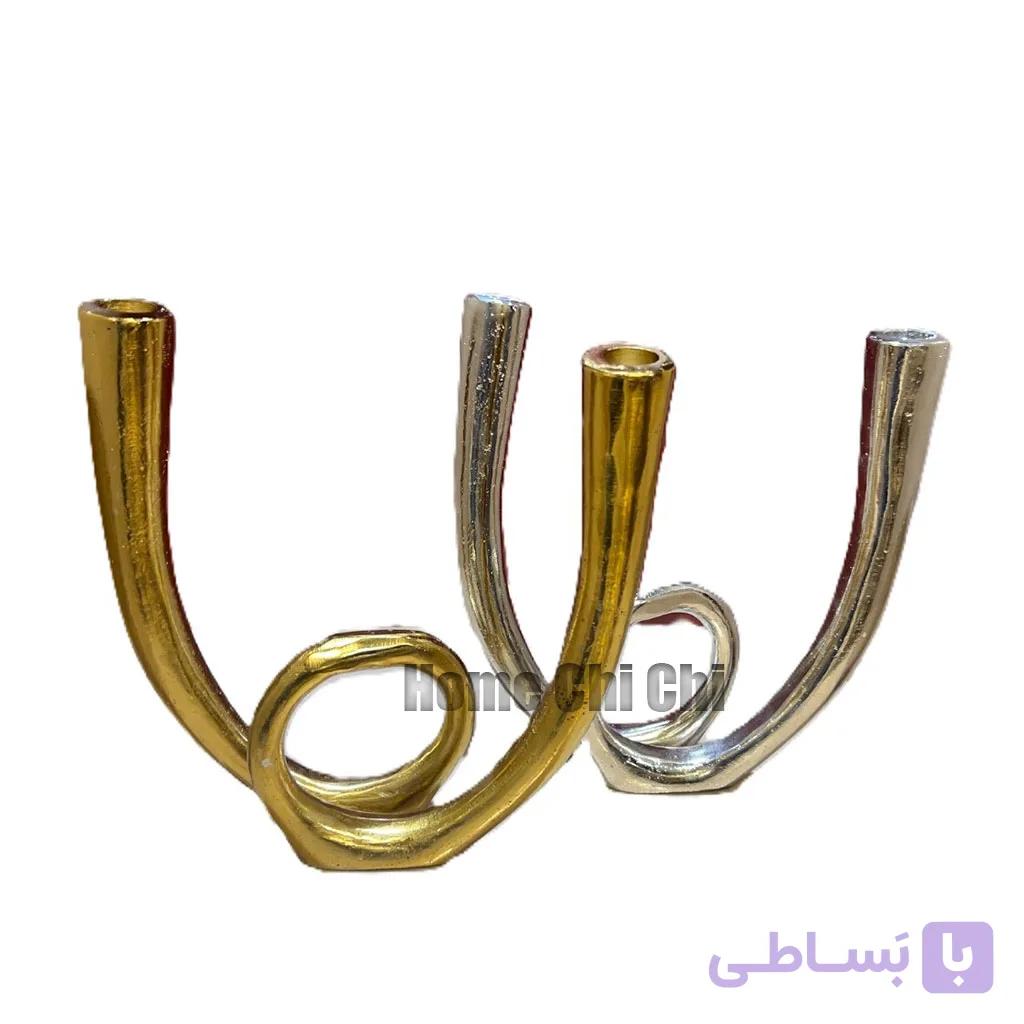 شمعدان 2 شعله اورانوس | شمعدون گره لوکس الومینیومی — تصویر 1