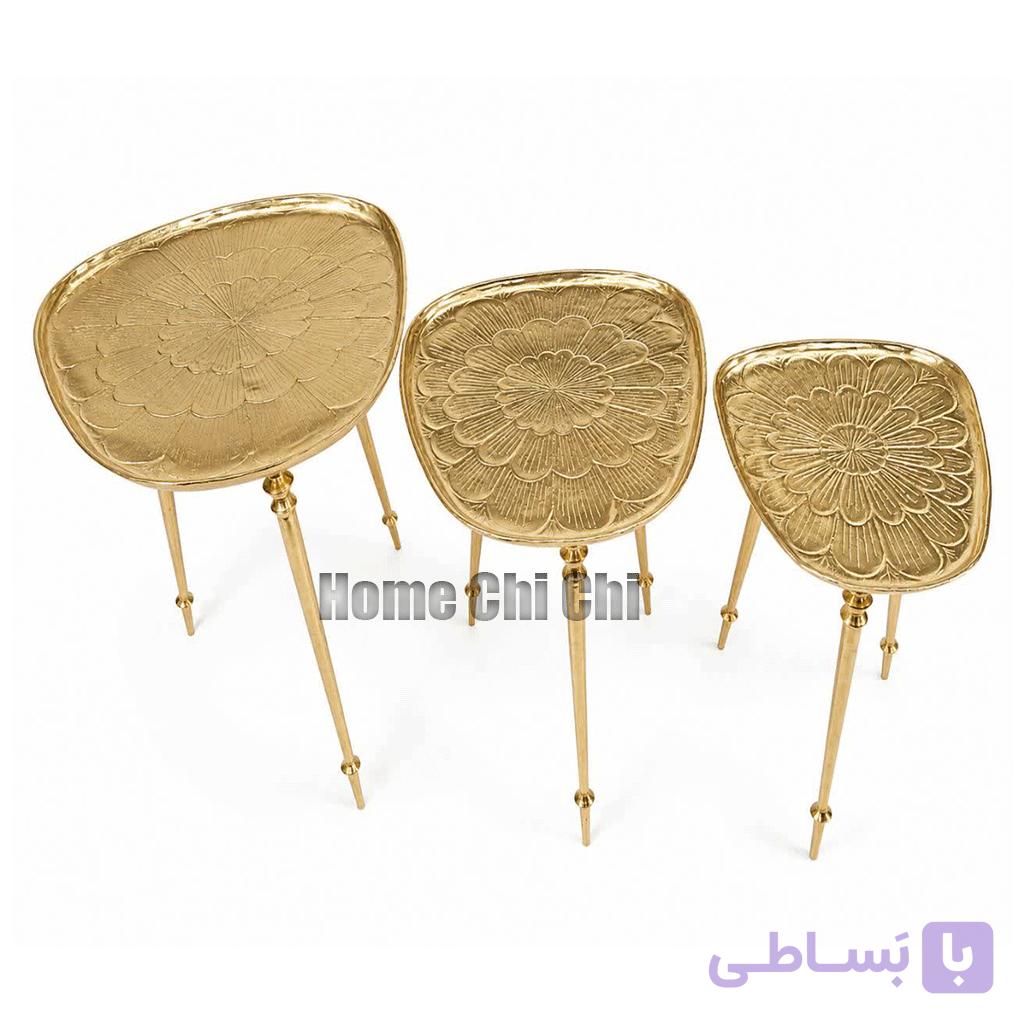 میز عسلی بیضی گلابی طرحدار 3 سایز — تصویر 1