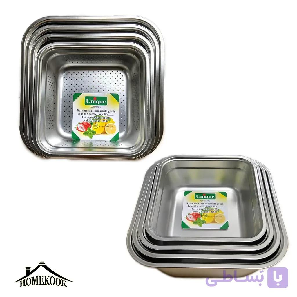 ست آبکش لگن استیل 4 پارچه (جمعاً 8 پارچه) — تصویر 1