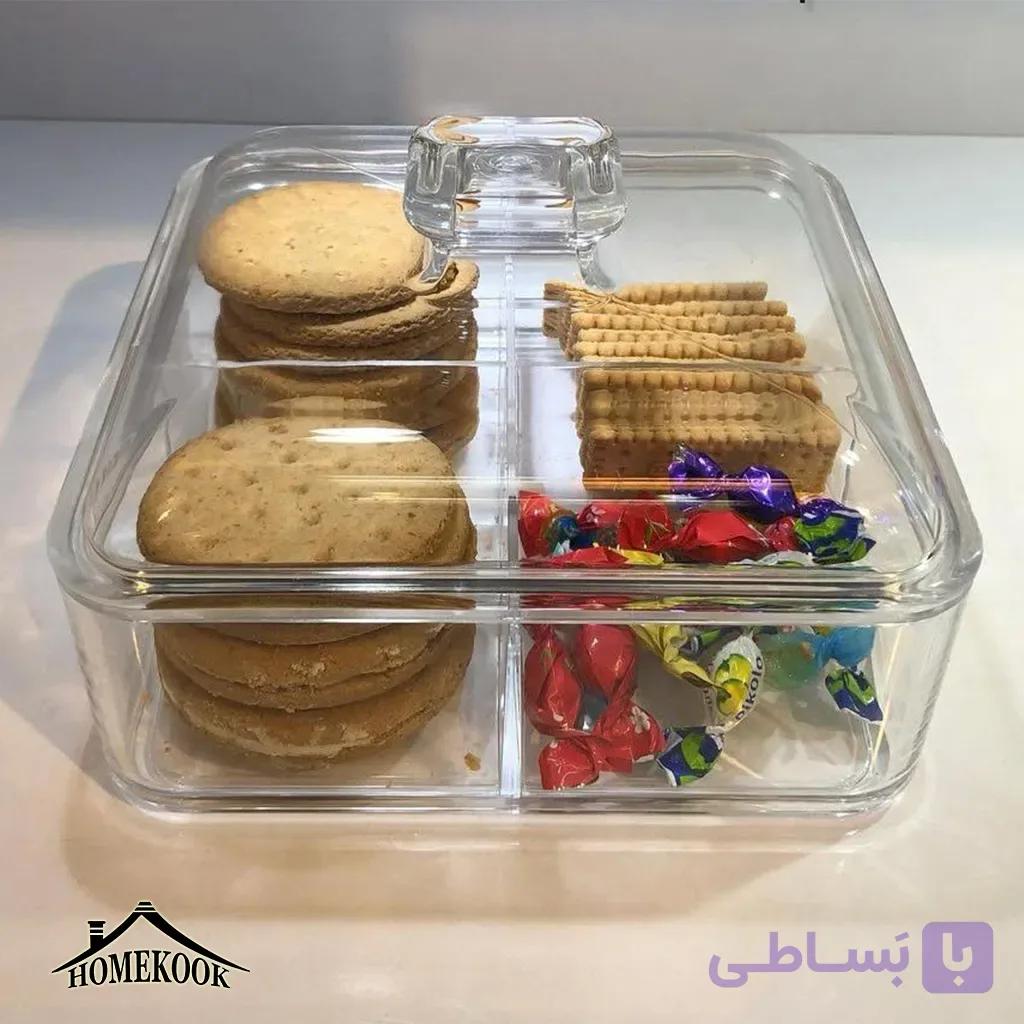 ظرف بیسکویت خوری مربع مقسم دار کد 1354 – GHT — تصویر 1