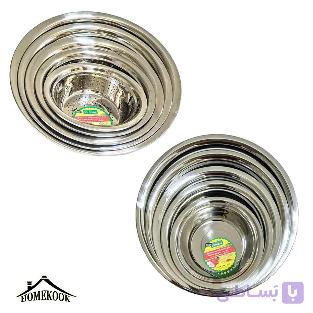 سرویس آبکش لگن 5 پارچه یونیک استیل (جمعاً 10 پارچه) — تصویر 1