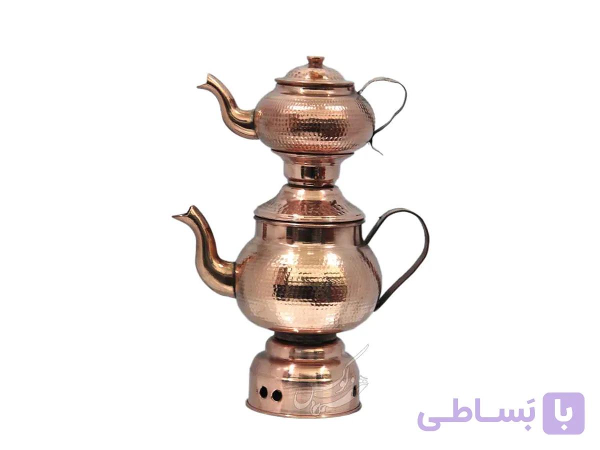 سماور ذغالی مسی با قوری